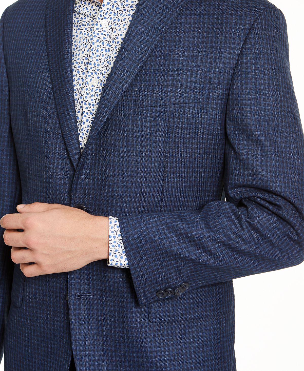 Michael Kors Men's Classic Fit Check Sport Coat Blue Size 44