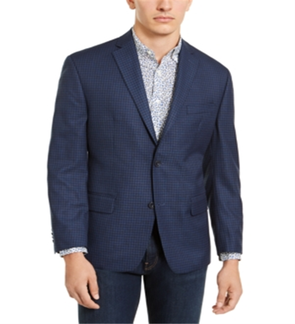 Michael Kors Men's Classic Fit Check Sport Coat Blue Size 44