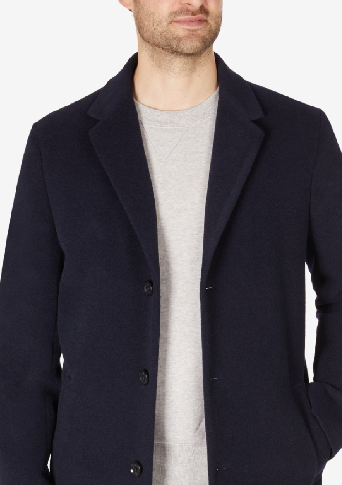 Tommy Hilfiger Men's Addison Wool Blend Trim Fit Overcoat Blue Size 44