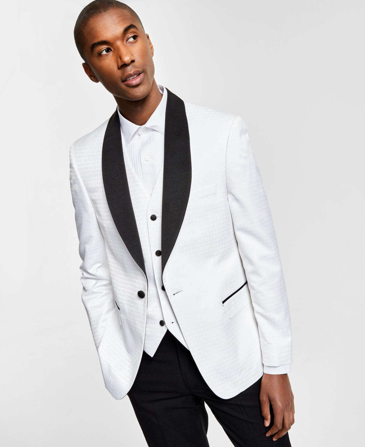 Alfani Men's Slim Fit Tuxedo Jackets White Size 46