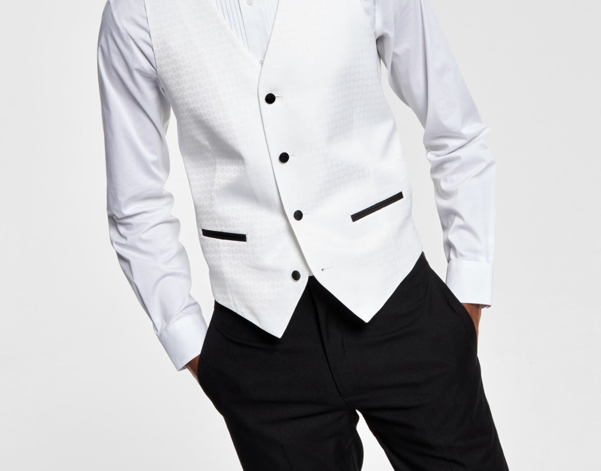 Alfani Men's Slim Fit Stretch Tuxedo Vest White Size Medium