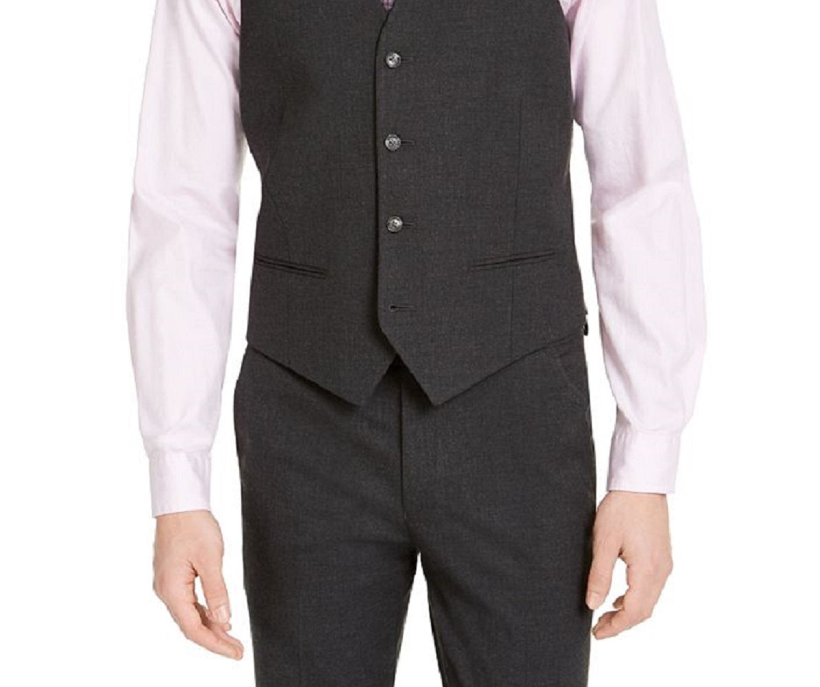 Alfani Men's Slim Fit Stretch Solid Suit Vest Black Size Medium