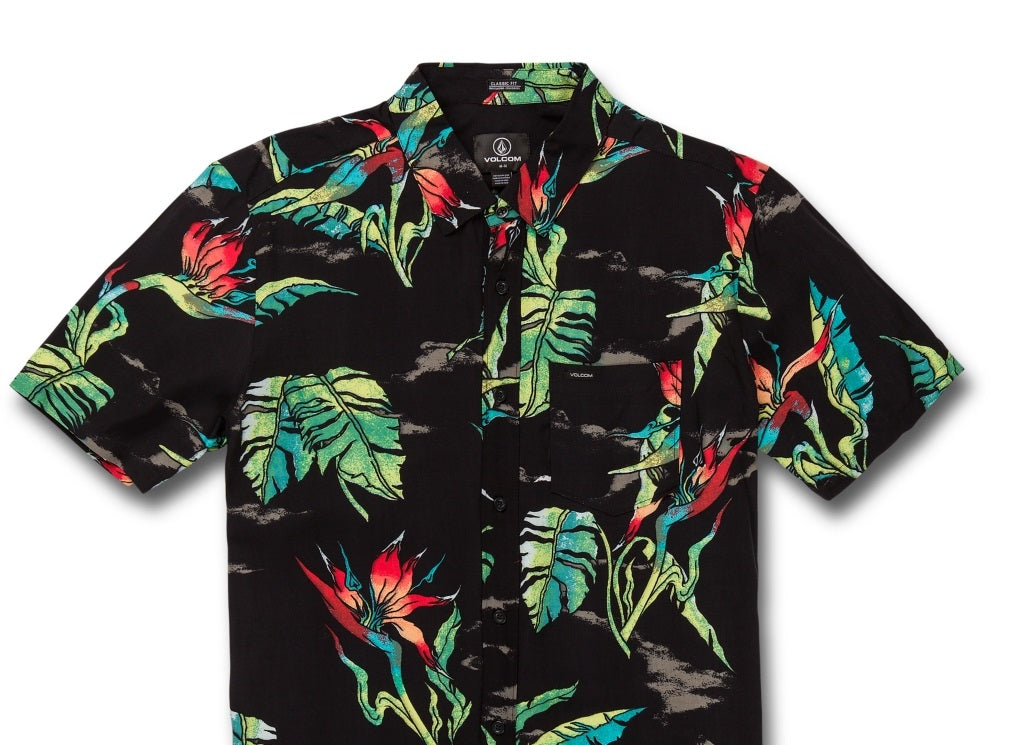 Volcom Men's Birds Of Raredise Short Sleeves Shirt Black Size X-Large