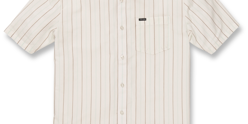 Volcom Men's Boiler Woven Short Sleeve Woven Tops Beige Size Large