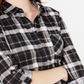Polly & Esther Junior's Plaid Roll Tab Shirt Black Size X-Large
