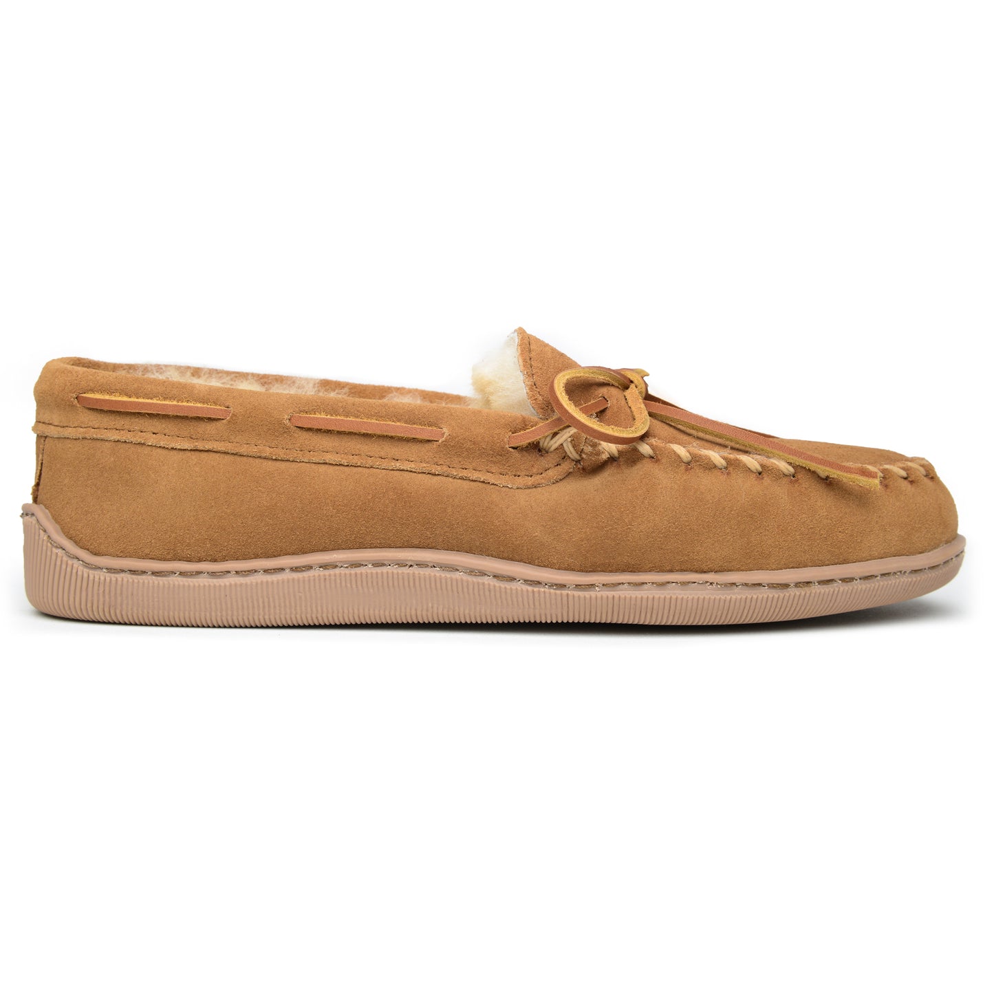 Minnetonka Men's Genuine Shearling Moccasin Slipper Brown Size 10 M