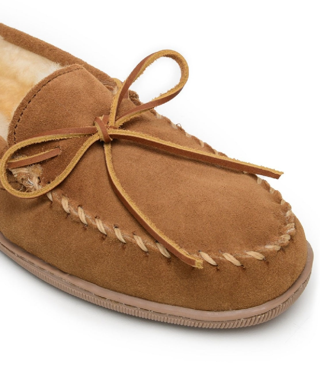 Minnetonka Men's Genuine Shearling Moccasin Slipper Brown Size 11 M