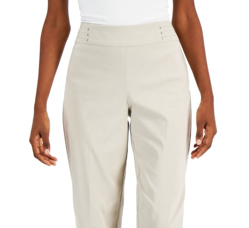 JM Collection Women's Studded Pull On Pants Short Beige Size Petite Small