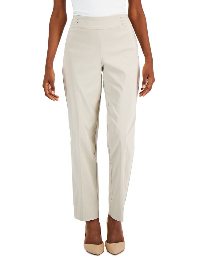 JM Collection Women's Studded Pull On Pants Short Beige Size Petite Small