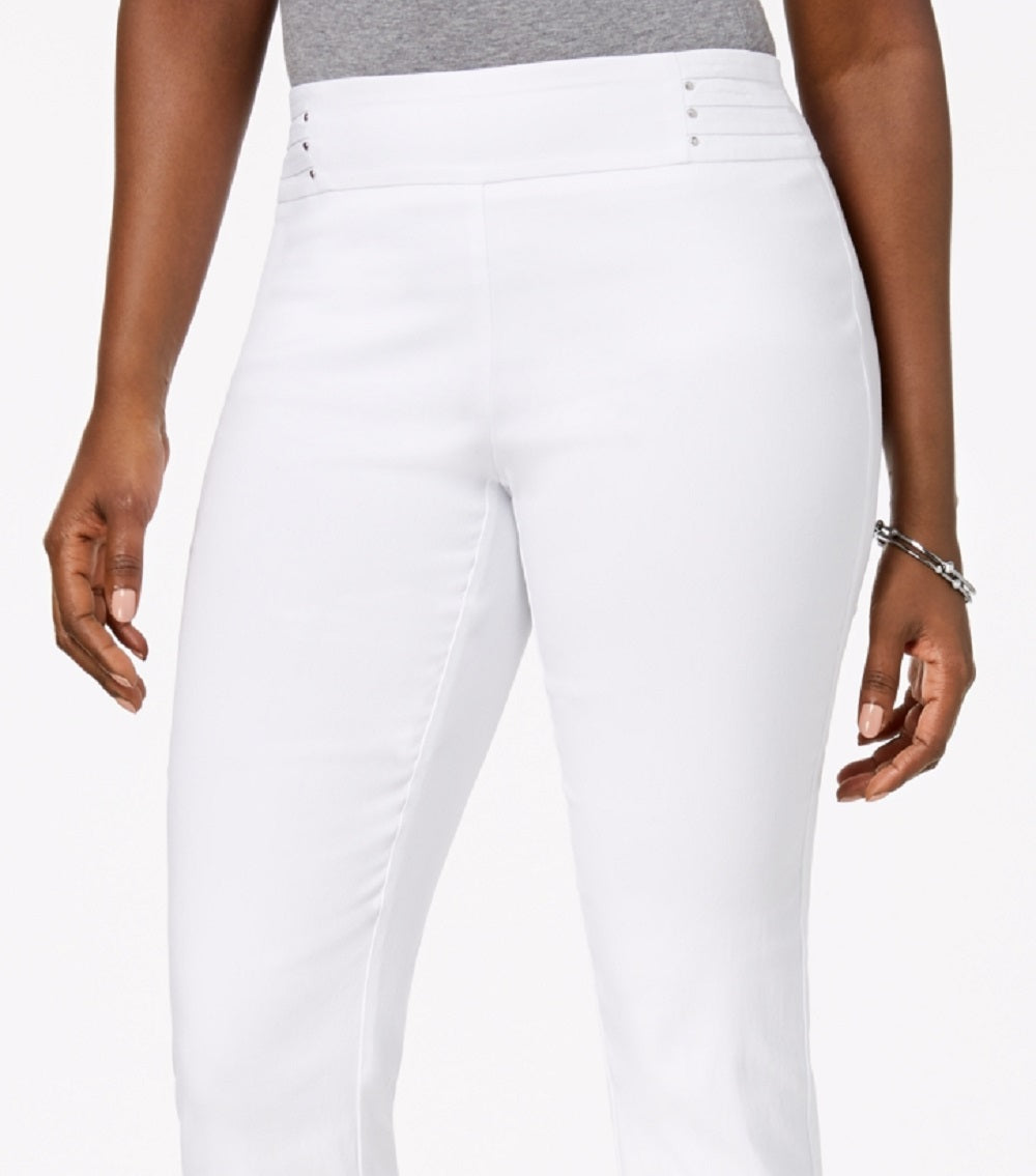 JM Collection Women's Embellished Pull On Capri Pants White Size X-Large