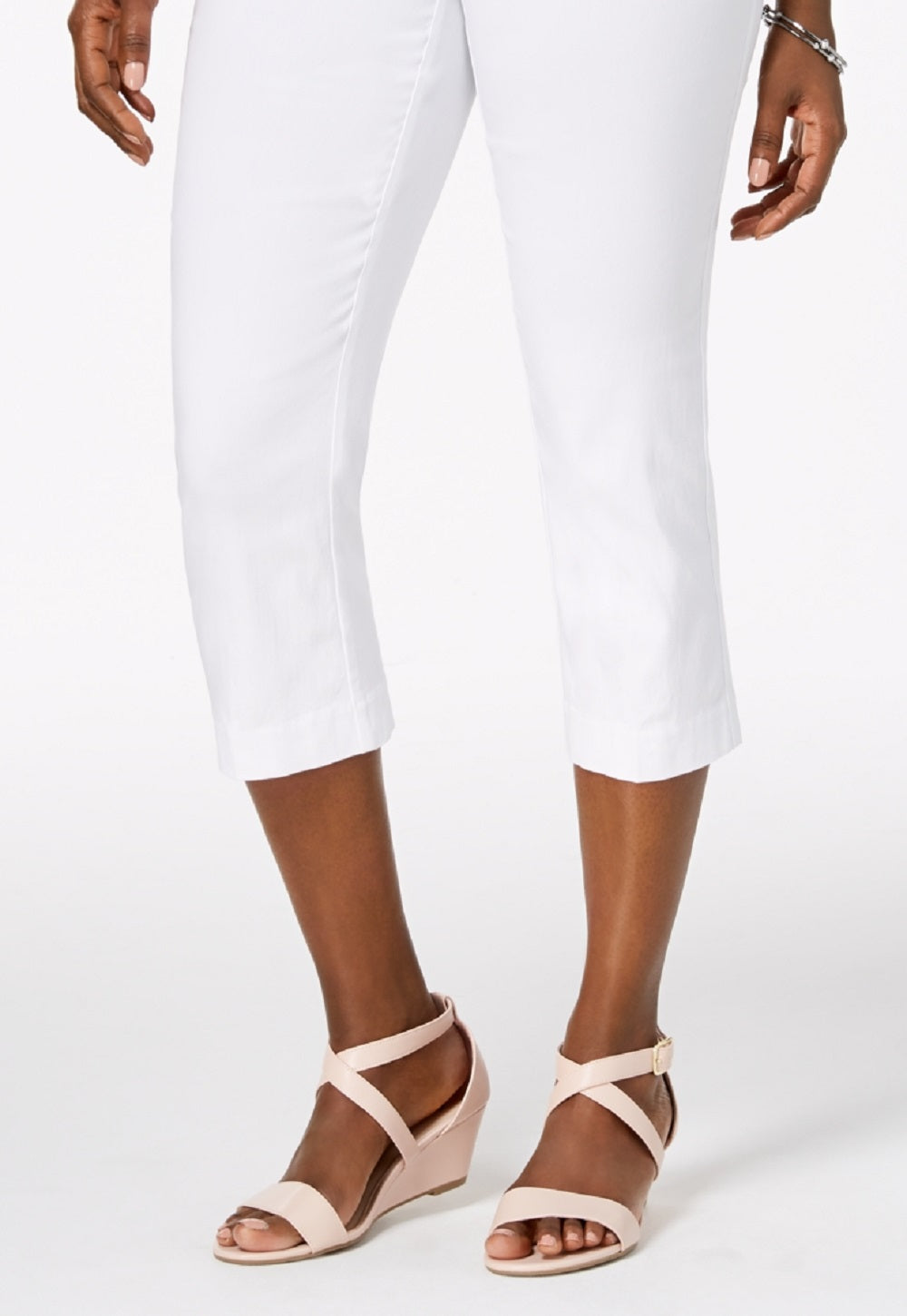 JM Collection Women's Embellished Pull On Capri Pants White Size X-Large