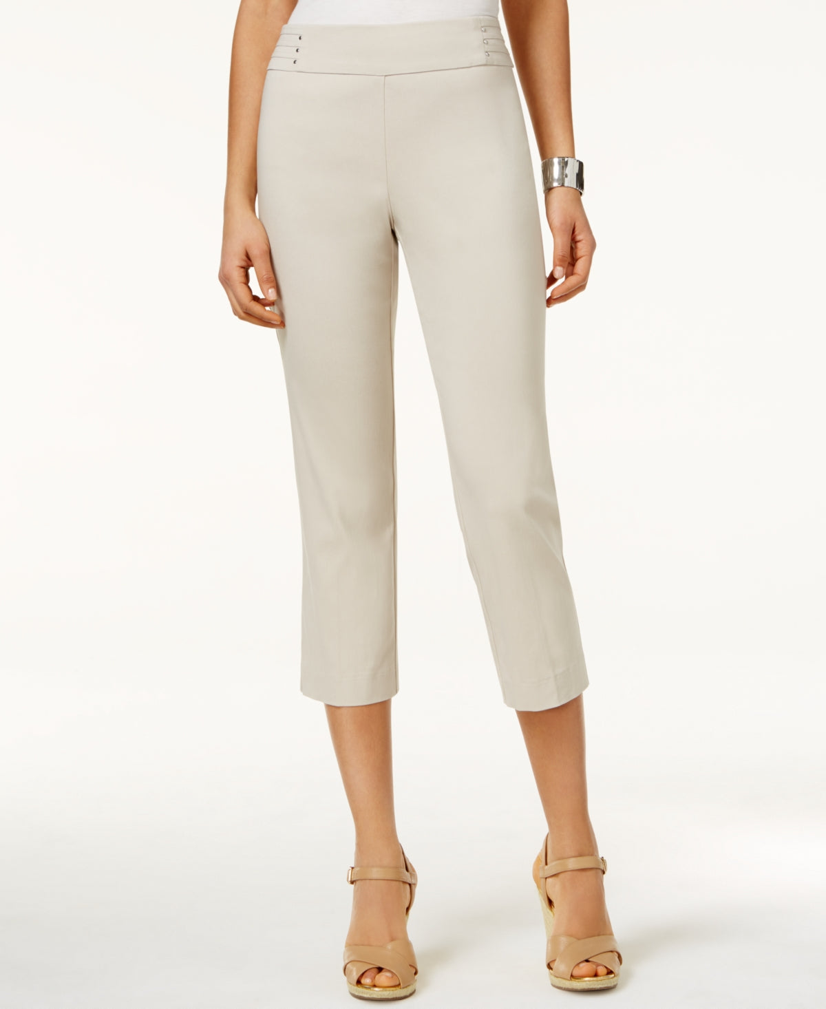 JM Collection Women's Embellished Pull On Capri Pants Brown Size X-Large