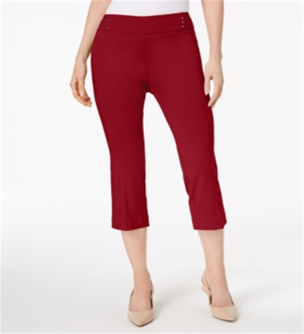 JM Collection Women's Embellished Pull On Capri Pants Red Size XX-Large