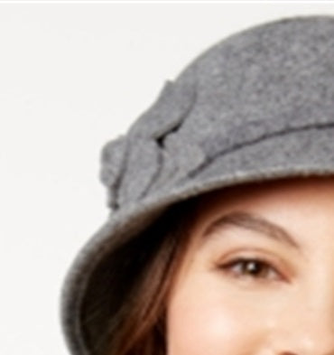 Nine West Women's Felt Self Flower Cloche Hat Gray Size Regular