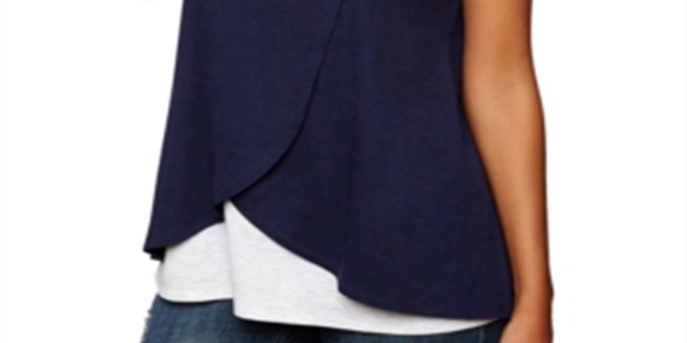 Motherhood Maternity Women's Pull Over Open Front Nursing Tee Blue Size X-Large
