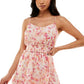 Emerald Sundae Junior's Floral Print Smocked Waist Dress Pink Size XX-Small