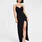 Emerald Sundae Junior's High Slit Gown Black Size Large