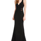 Emerald Sundae Women's Sheer Sleeveless V Neck Full Length Evening Mermaid Dress Black Size X-Small