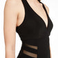 Emerald Sundae Women's Sheer Sleeveless V Neck Full Length Evening Mermaid Dress Black Size X-Small