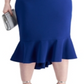 Emerald Sundae Women's Ruffled Flutter Sweetheart Neckline Below The Knee Evening Sheath Dress Blue Size 18