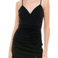 Emerald Sundae Junior's Shirred Bodycon Dress Black Size Large