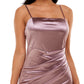 Emerald Sundae Junior's Ruched Asymmetric Bodycon Dress Purple Size XX-Small