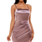 Emerald Sundae Junior's Ruched Asymmetric Bodycon Dress Blue Size Large