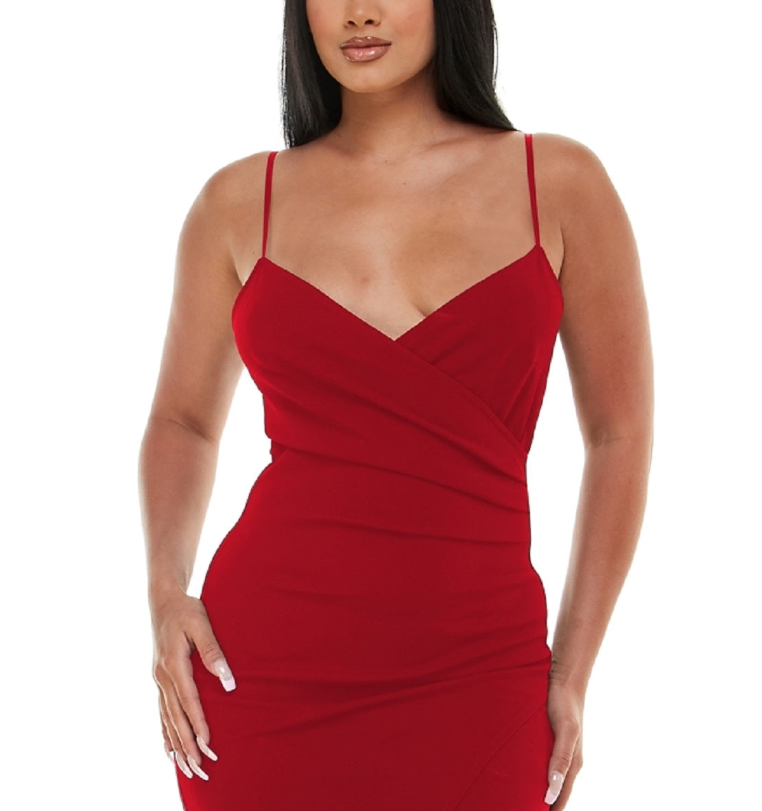 LNL Women's Asymmetric Knit Midi Dress Red Size Medium