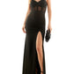 Emerald Sundae Junior's Ruched Mesh Contrast Gown Black Size Medium