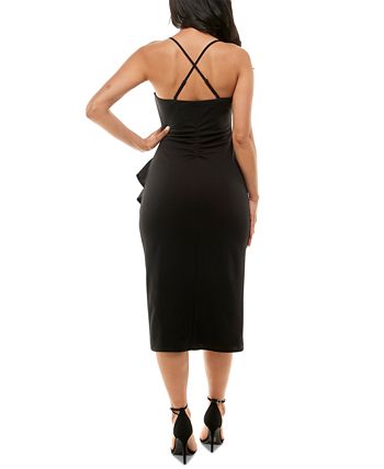 Emerald Sundae Junior's Ruffled Midi Dress Black Size Large