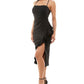 Emerald Sundae Junior's Ruffled Midi Dress Black Size Large