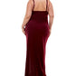Emerald Sundae Women's Cowlneck Side Ruched Maxi Dress Red Size 20W