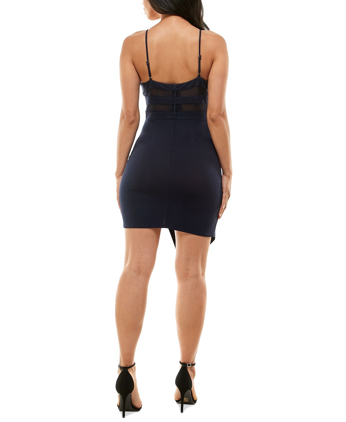 Emerald Sundae Junior's Illusion Back Bodycon Dress Blue Size XX-Small