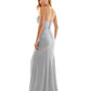 Emerald Sundae Junior's Glitter Draped Front Gown Silver Size Small