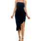 Emerald Sundae Juniors Glitter Velvet Ruffle Midi Dress Navy Glitter