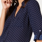BCX Junior's Printed Button up Shirt Dark Blue Size Medium
