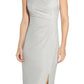 Adrianna Papell Women's Metallic Knit Sleeveless Gown Gray Size 6