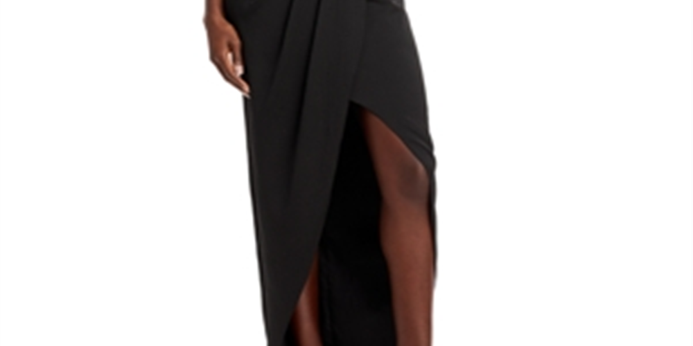 Aidan by Aidan Mattox Women's Strapless Feather Trim Gown Black Size 8