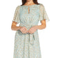 Adrianna Papell Women's Floral Jacquard Keyhole Gown Blue Size 6
