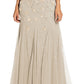 Adrianna Papell Women's Beaded Floral Gown Brown Size 2