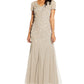 Adrianna Papell Women's Beaded Floral Gown Brown Size 2
