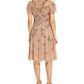 Adrianna Papell Women's Beaded Flutter Sleeve Dress Brown Size 4