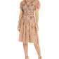 Adrianna Papell Women's Beaded Flutter Sleeve Dress Brown Size 4