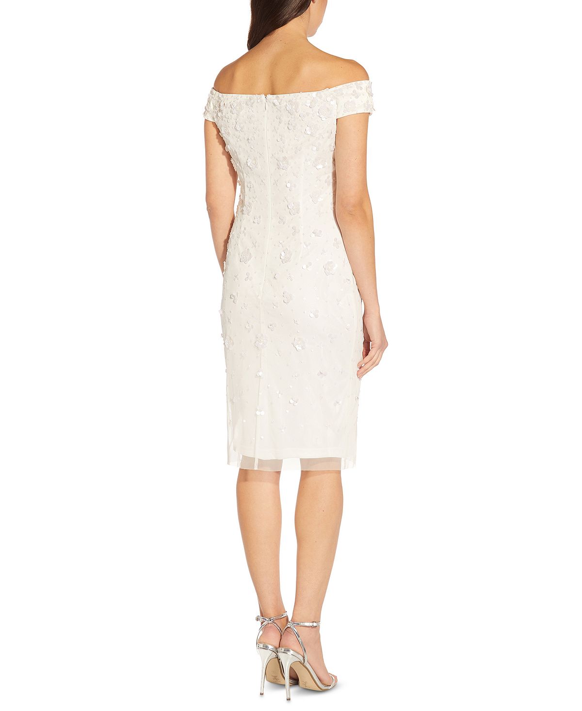 Adrianna Papell Women's Beaded Sequined Dress White Size 18