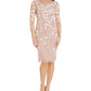 Adrianna Papell Women's Embellished 3/4 Sleeve Sheath Dress Pink Size 16