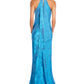 Aidan By Aidan Mattox Women's Drape Back Halter Gown Blue Size 12