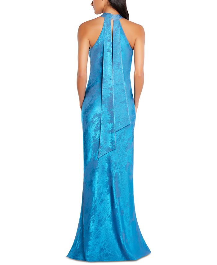 Aidan By Aidan Mattox Women's Drape Back Halter Gown Blue Size 12