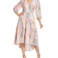 Adrianna Papell Women's Floral Print Midi Dress Pink Size 2