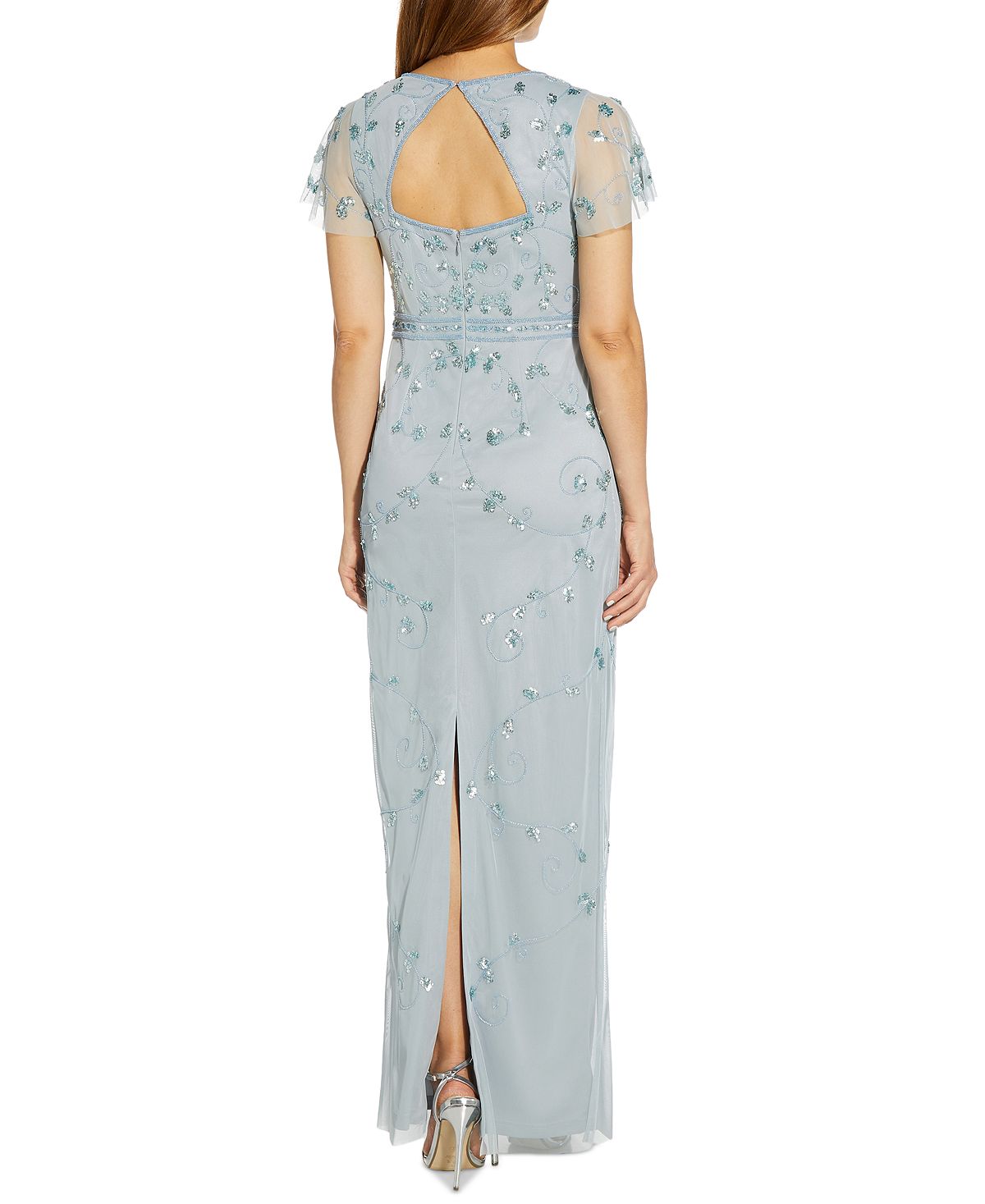 Papell Studio Women's Embellished Sweetheart Neckline Sheath Dress Blue Size 10