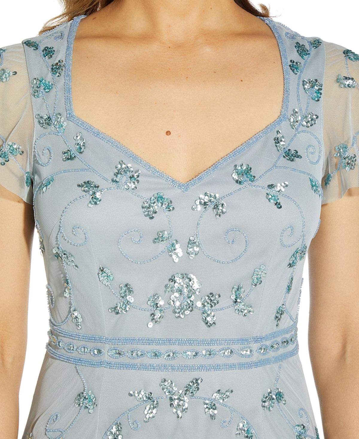 Papell Studio Women's Embellished Sweetheart Neckline Sheath Dress Blue Size 10